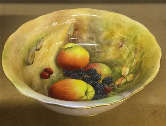 Royal Worcester bowl hand decorated with fruit